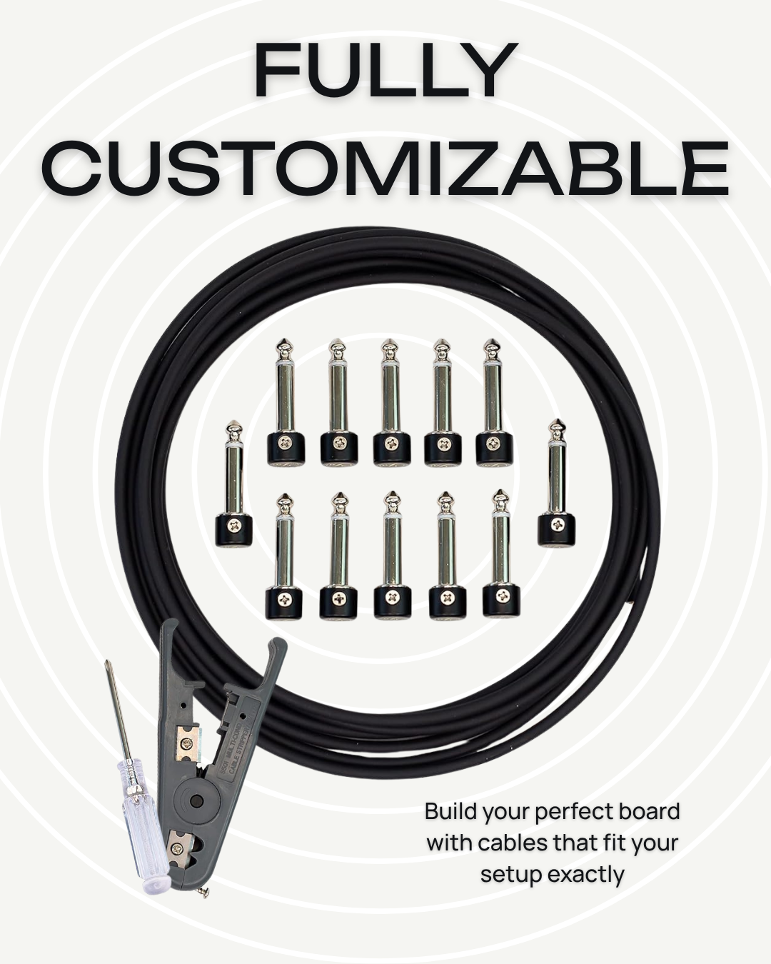 Solderless Instrument Guitar Pedal Custom Cut Cable Kit 6 Pack for Pedalboard