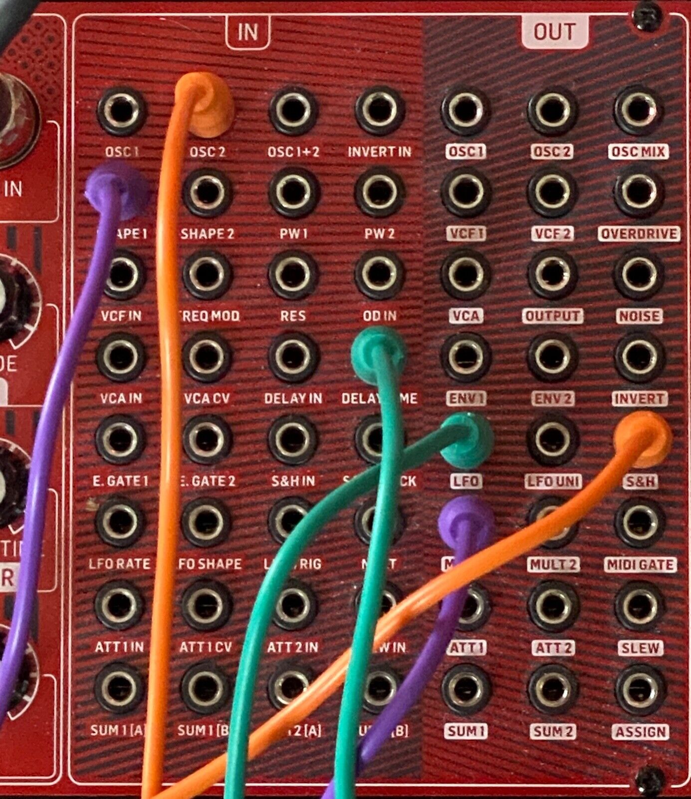 (5) Color Pack of 3.5mm MONO TS Modular Synth Patch Cables